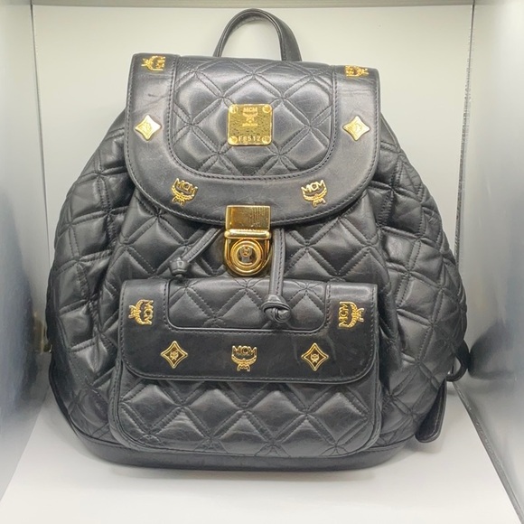 MCM Leather Quilted Black Mini Backpack w/ wallet. AUTHENTIC. - Picture 2 of 16